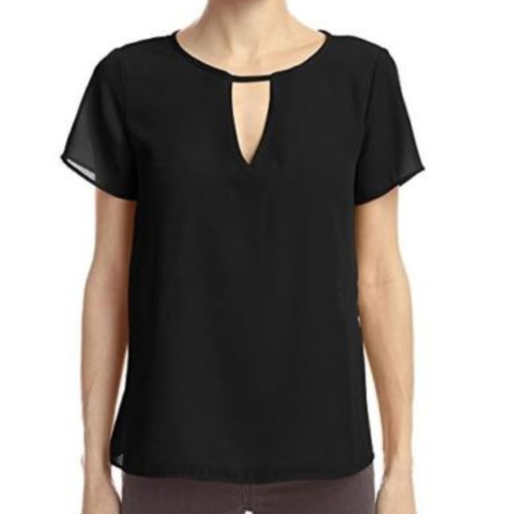 Silva Deep V Georgette Top Black Size XS